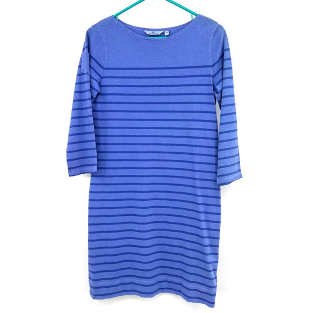 Vineyard Vines XXS 100% cotton striped blue dress‎ 3/4 length sleeves